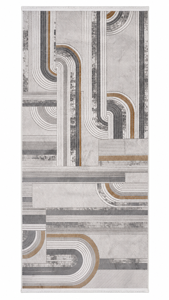 Siena Çizgili Şık Modern Halı SF432 GREY & VİZON