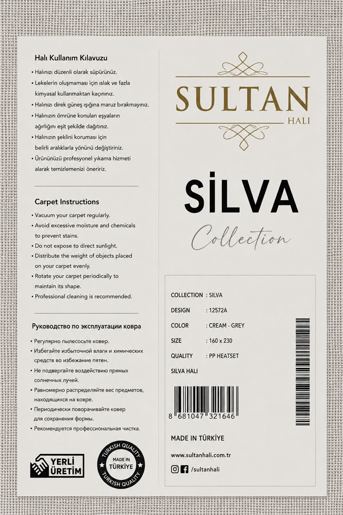 Silva Serisi Krem Bej Antialerjik Toz Tutmaz Minimal Çizgili Modern Halı | LT517A