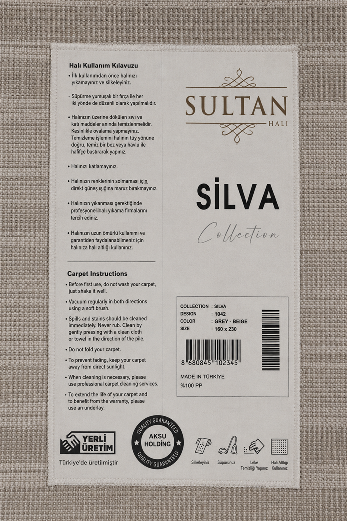Silva Serisi Krem Vizon Antialerjik Toz Tutmaz Tüylenme Yapmaz Modern Çizgi Desenli Halı | LT505A