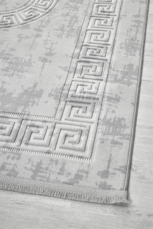 Silver Renkli Roma Desenli Kabartmalı Dokuma Taban Halı