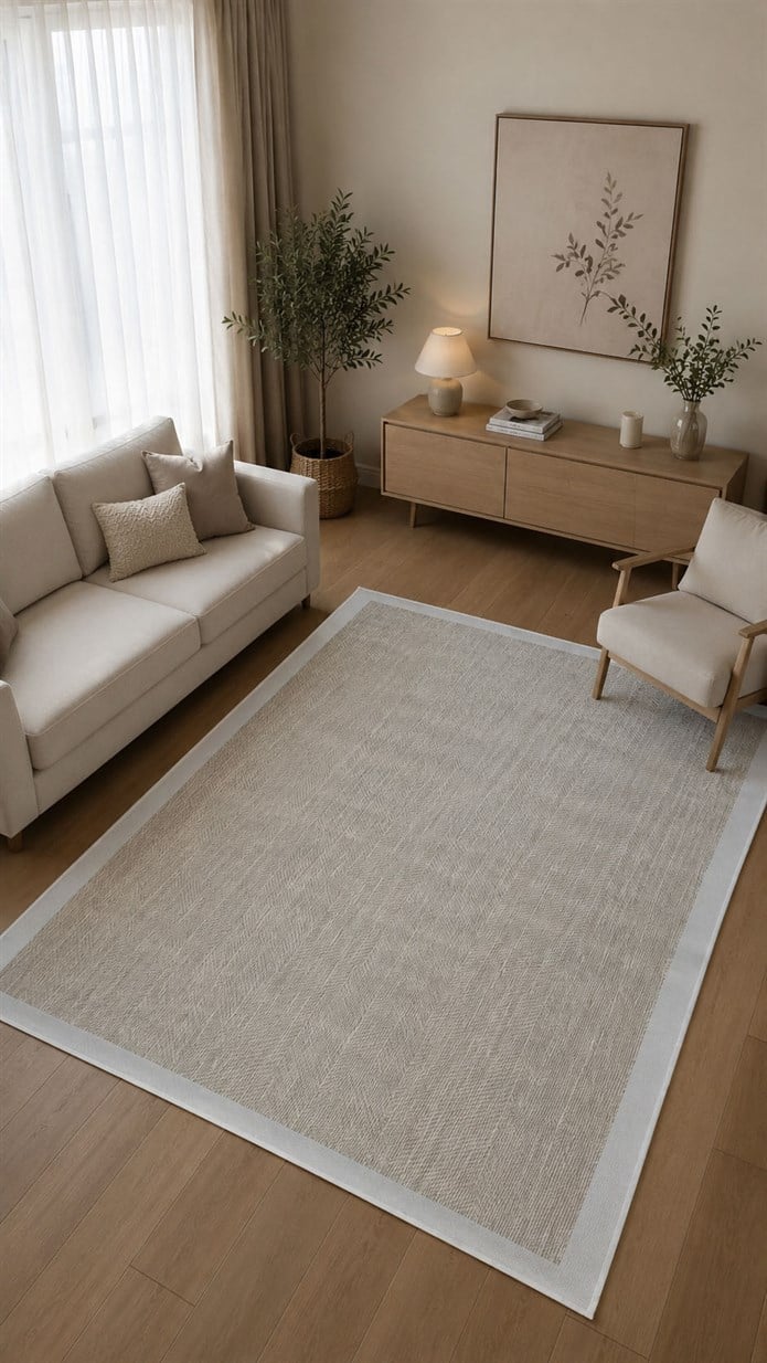 Sisal Nil Vanilya Krem Kaymaz Tabanlı Yıkanabilir Hasır Dokuma Halı SS516