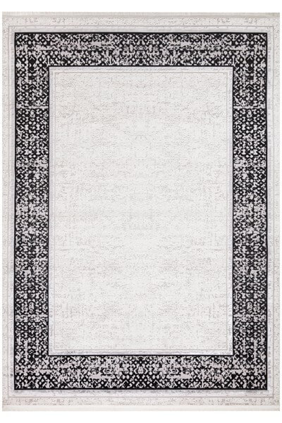 Siyah Bordürlü Parlak Yanar Dönerli Altı Kaymaz Makine Dokuma Halı