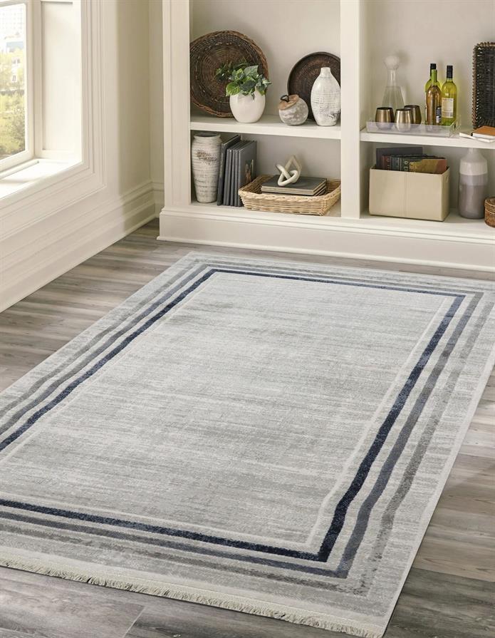 Sultan Asel Bordürlü Gri Modern Akrilik Makine Dokuma Salon Halısı - 11576