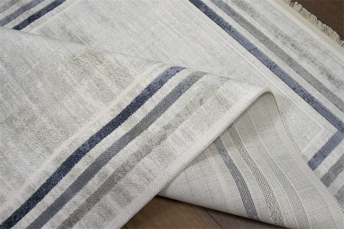 Sultan Asel Bordürlü Gri Modern Akrilik Makine Dokuma Salon Halısı - 11576