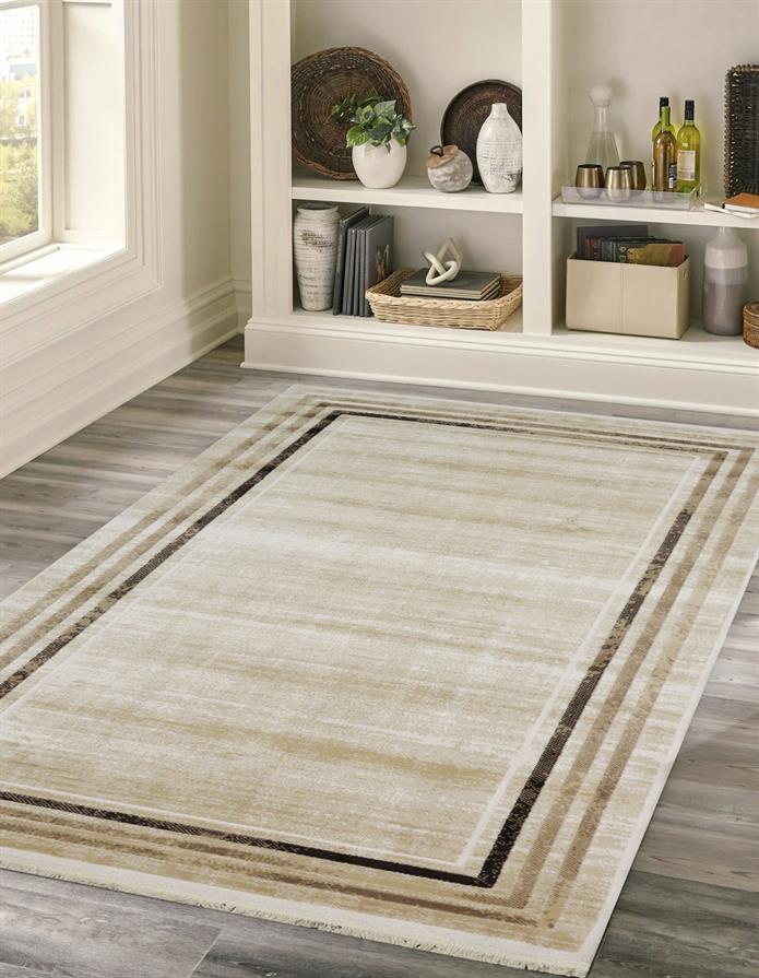 Sultan Asel Bordürlü Krem Modern Akrilik Makine Dokuma Salon Halısı - 11520