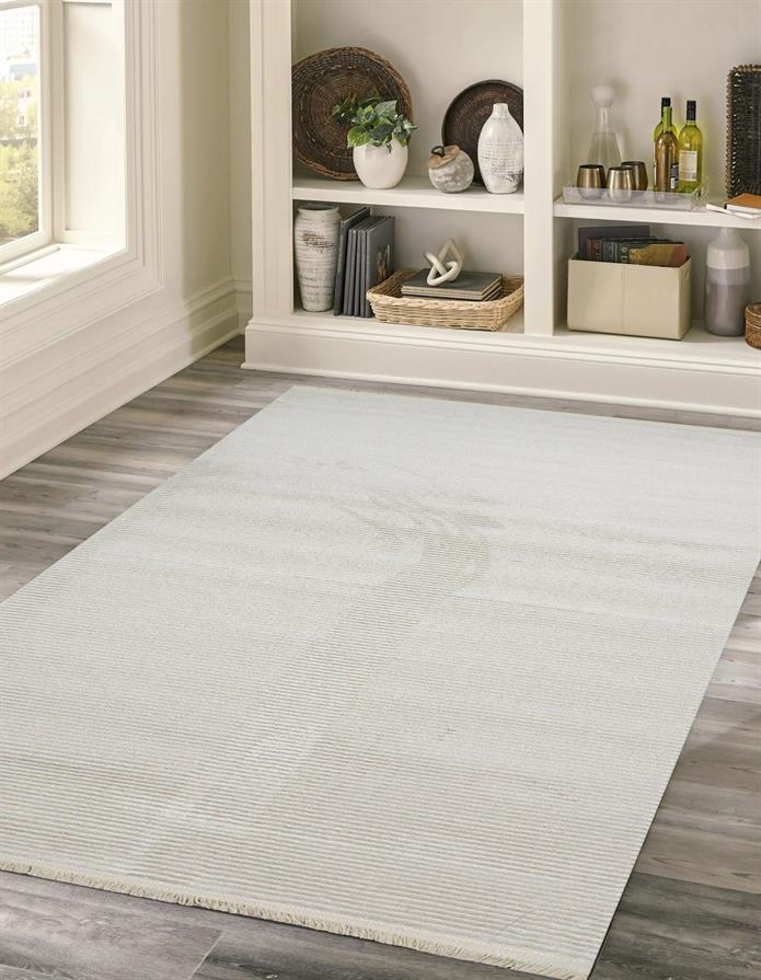 Sultan Asel Kumsal Beyaz Modern Akrilik Makine Dokuma Salon Halısı - 11578