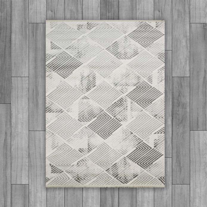 Sultan Asel Piramit Desen Gri Modern Akrilik Makine Dokuma Salon Halısı - 11577