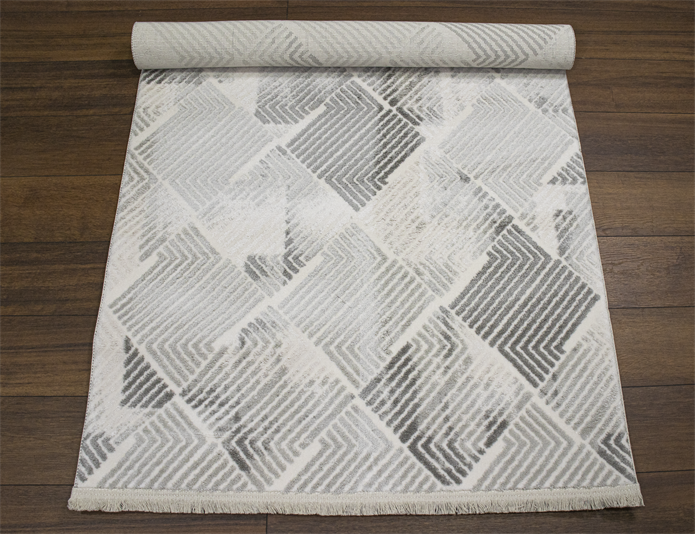 Sultan Asel Piramit Desen Gri Modern Akrilik Makine Dokuma Salon Halısı - 11577
