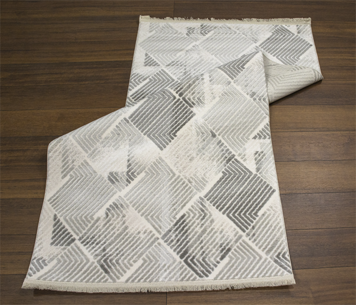 Sultan Asel Piramit Desen Gri Modern Akrilik Makine Dokuma Salon Halısı - 11577