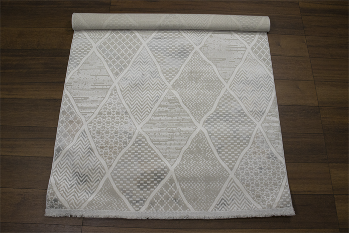 Sultan Erva Beyaz - Bej Modern Akrilik Makine Dokuma Salon Halısı - 4206