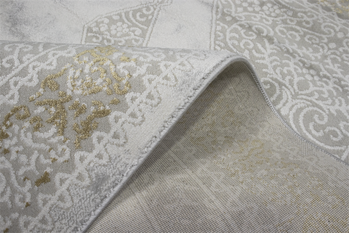 Sultan Erva Beyaz - Hardal Modern Akrilik Makine Dokuma Salon Halısı - 4210