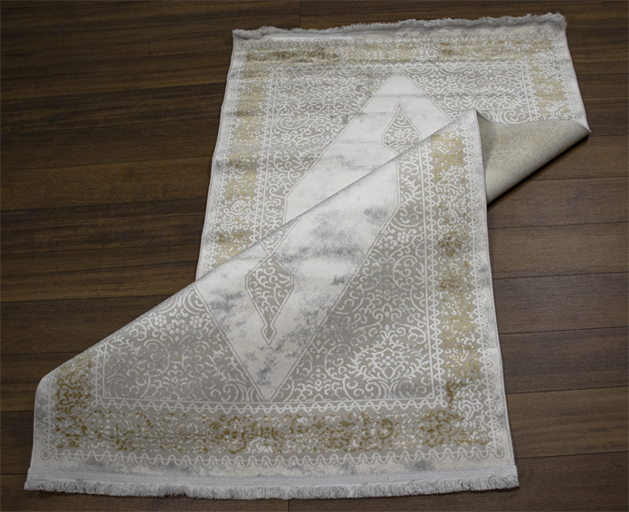 Sultan Erva Beyaz - Hardal Modern Akrilik Makine Dokuma Salon Halısı - 4210