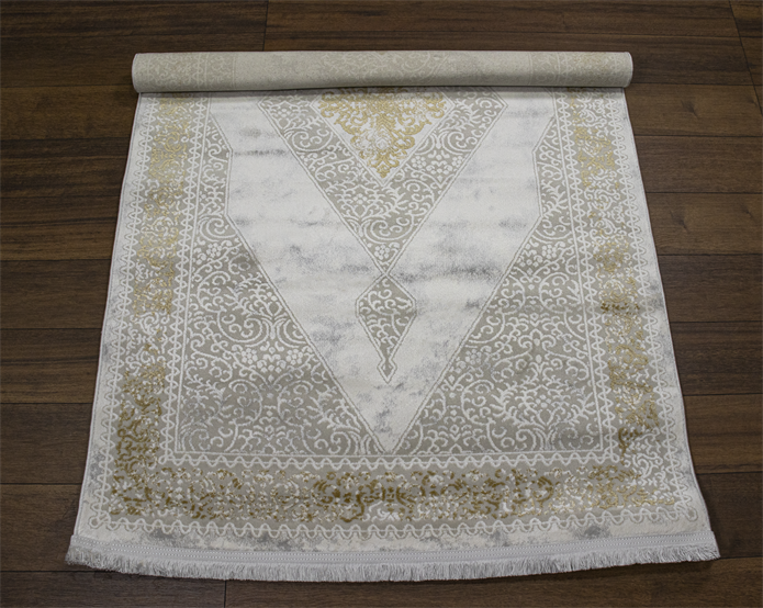 Sultan Erva Beyaz - Hardal Modern Akrilik Makine Dokuma Salon Halısı - 4210