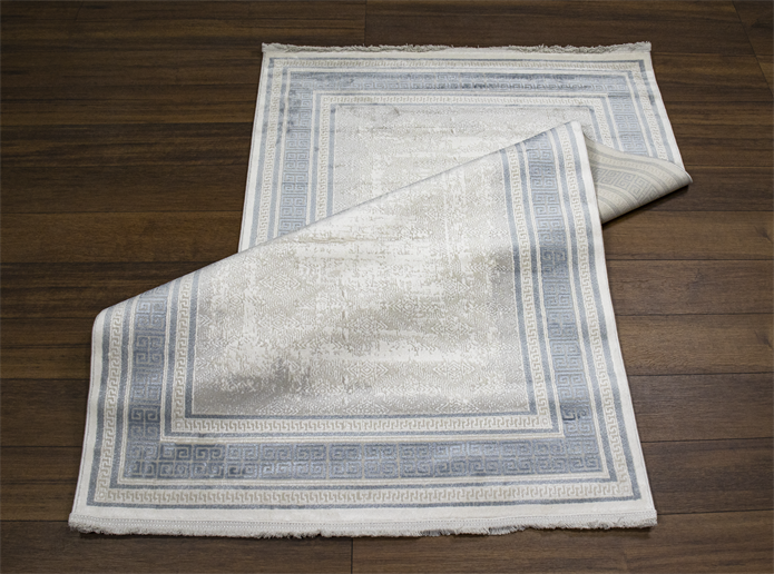 Sultan Erva Beyaz - Mavi Modern Akrilik Makine Dokuma Salon Halısı - 4203