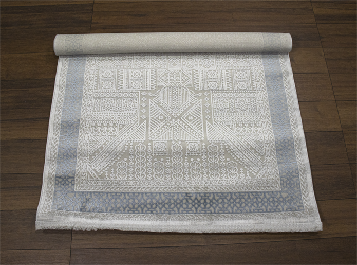 Sultan Erva Beyaz - Mavi Modern Akrilik Makine Dokuma Salon Halısı - 4202