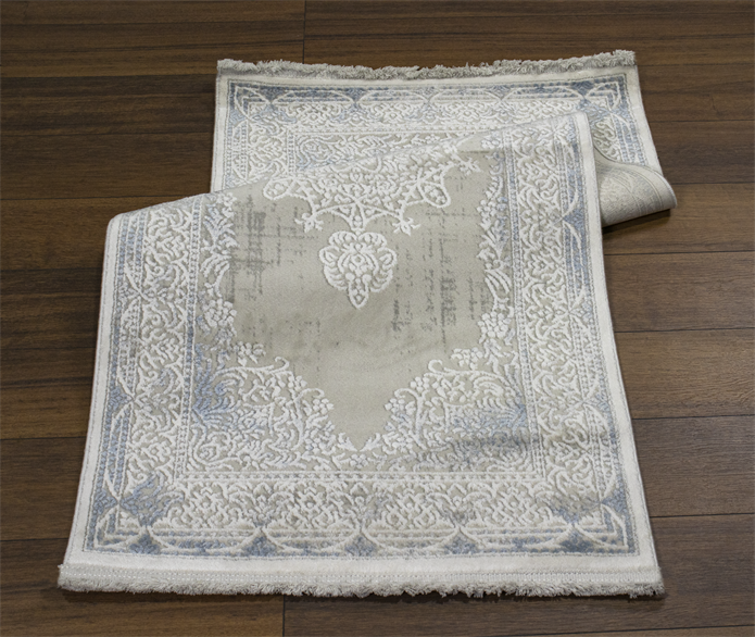 Sultan Erva Beyaz - Mavi Modern Akrilik Makine Dokuma Salon Halısı - 4201