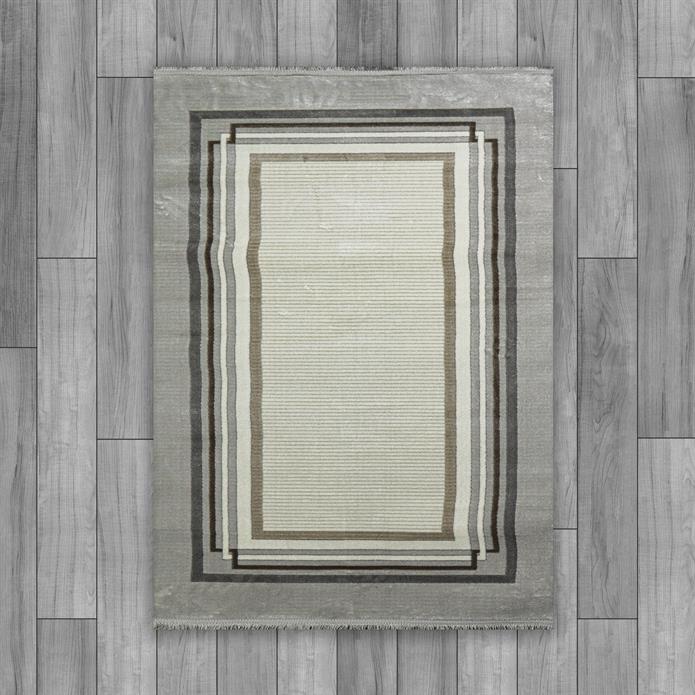 Sultan Majesty Çerçeveli Gri Modern  Makine Dokuma Salon Halısı - 3082