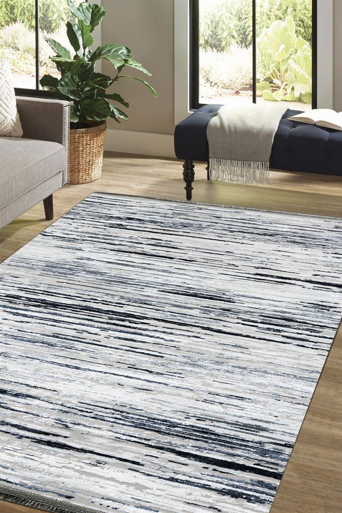 Sultan Mısra Serisi AQUA Modern Desenli Yanar Dönerli Altı Kaymaz Makine Dokuma Halı 