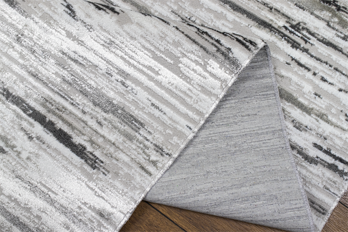 Sultan Mısra Serisi Gri Modern Desenli Yanar Dönerli Altı Kaymaz Makine Dokuma Halı 