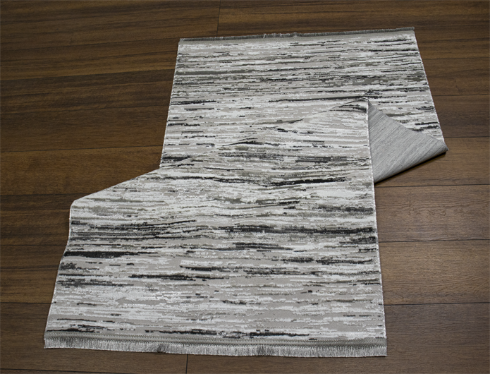 Sultan Mısra Serisi Gri Modern Desenli Yanar Dönerli Altı Kaymaz Makine Dokuma Halı 