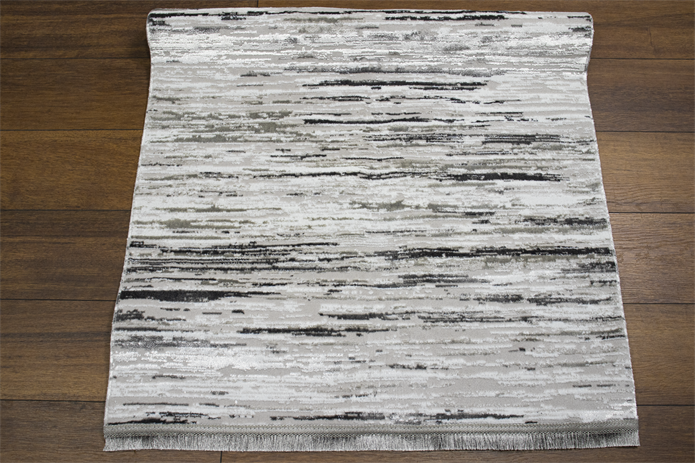 Sultan Mısra Serisi Gri Modern Desenli Yanar Dönerli Altı Kaymaz Makine Dokuma Halı 