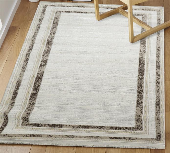 Sultan Serra bordürlü Krem Modern Akrilik Makine Dokuma Salon Halısı - 11310
