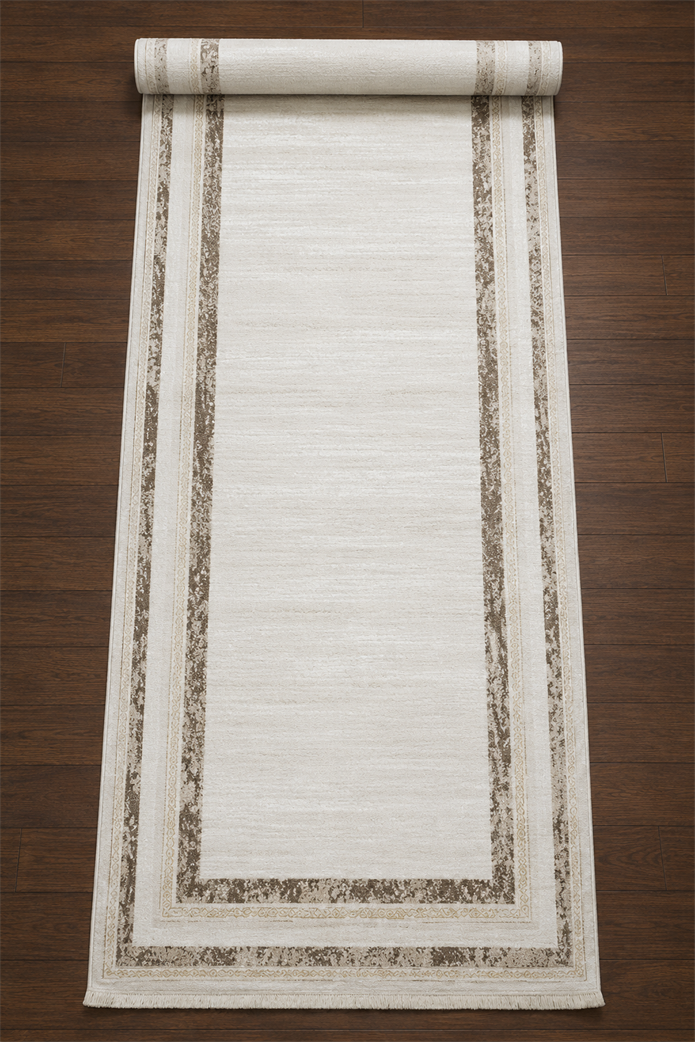 Sultan Serra bordürlü Krem Modern Akrilik Makine Dokuma Salon Halısı - 11310