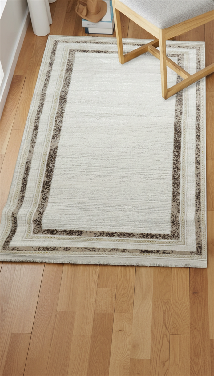 Sultan Serra bordürlü Krem Modern Akrilik Makine Dokuma Salon Halısı - 11310