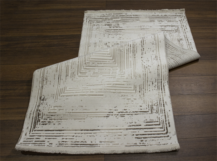 Sultan Serra Labirent Desen Krem Modern Akrilik Makine Dokuma Salon Halısı - 11308