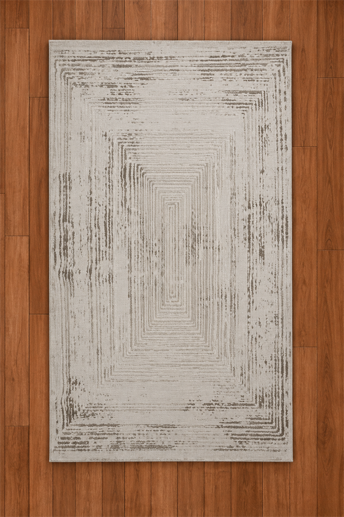 Sultan Serra Labirent Desen Krem Modern Akrilik Makine Dokuma Salon Halısı - 11308