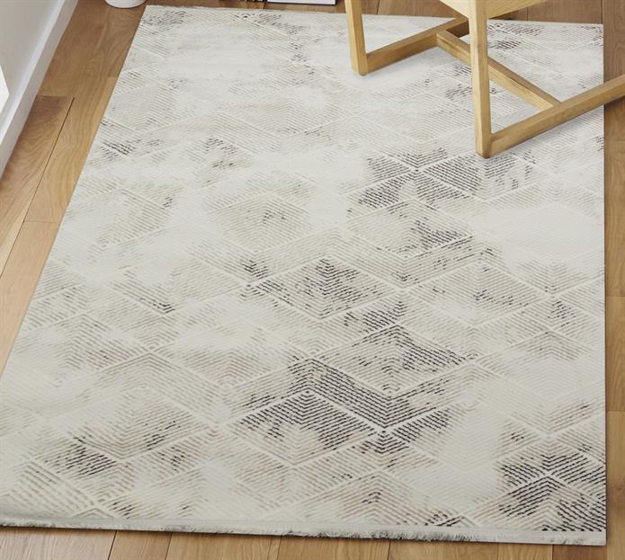 Sultan Serra Piramit Desen Krem Modern Akrilik Makine Dokuma Salon Halısı - 11309