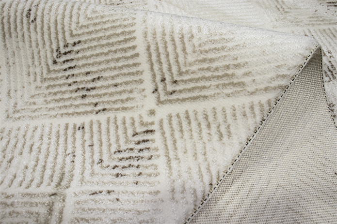 Sultan Serra Piramit Desen Krem Modern Akrilik Makine Dokuma Salon Halısı - 11309