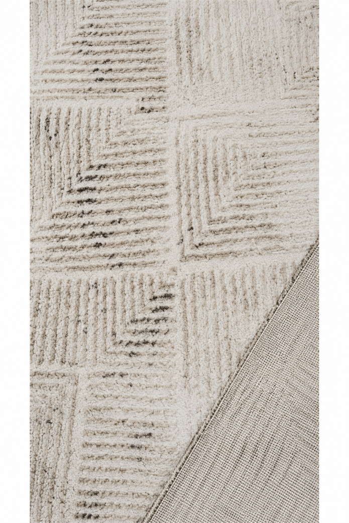 Sultan Serra Piramit Desen Krem Modern Akrilik Makine Dokuma Salon Halısı - 11309