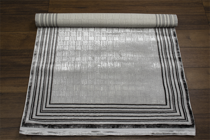 Sultan Zen Çerçeve Desen Antrasit Modern Akrilik Makine Dokuma Salon Halısı - 6712