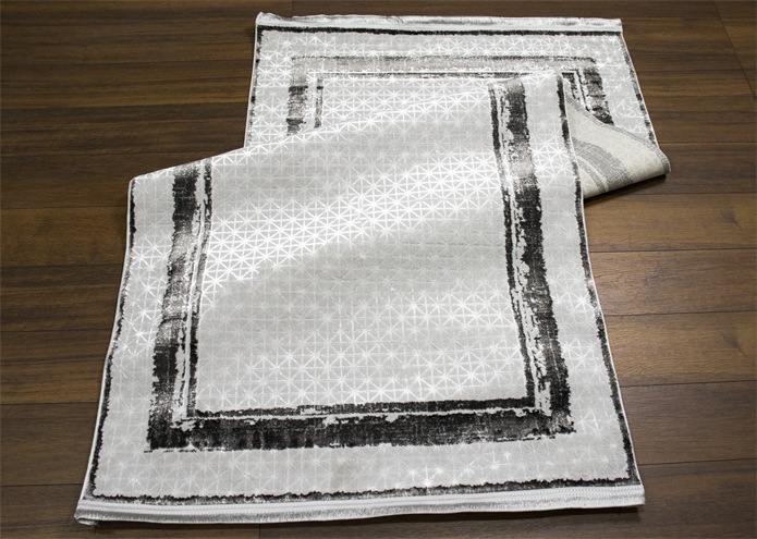 Sultan Zen Çerçeveli Desen Antrasit Modern Akrilik Makine Dokuma Salon Halısı - 6702