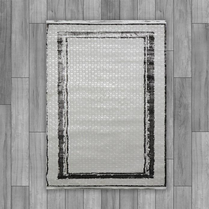 Sultan Zen Çerçeveli Desen Antrasit Modern Akrilik Makine Dokuma Salon Halısı - 6702