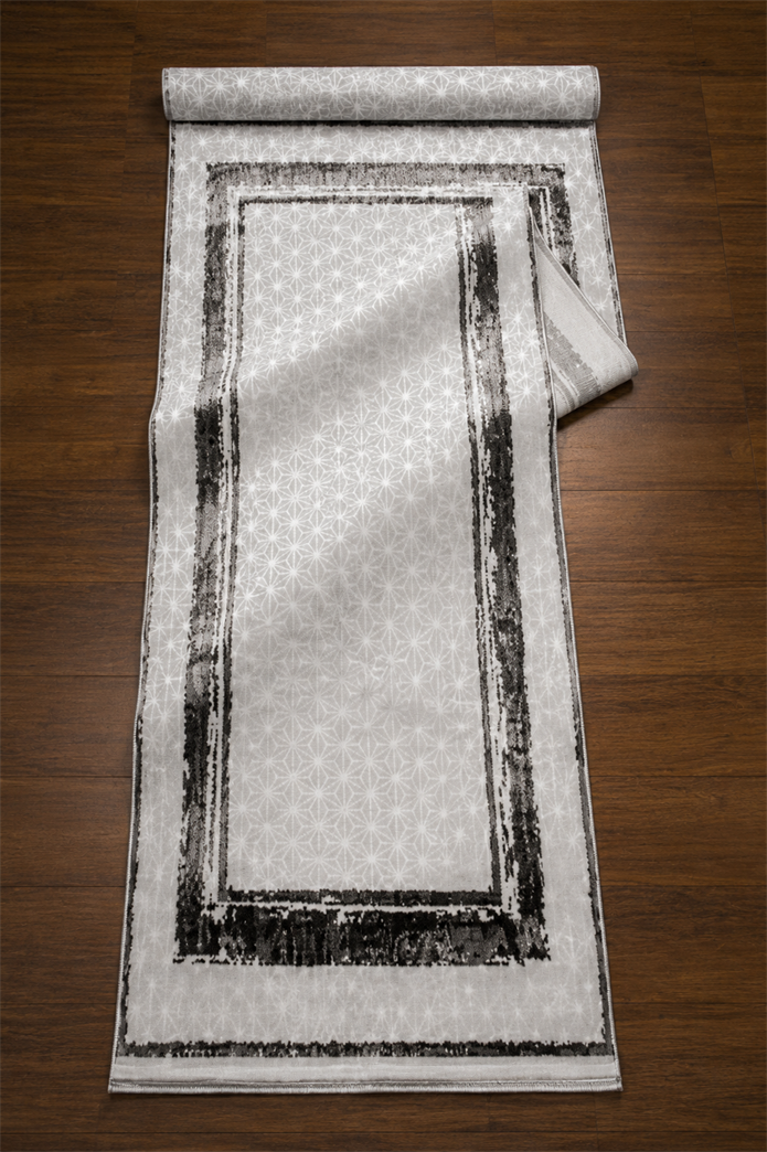 Sultan Zen Çerçeveli Desen Antrasit Modern Akrilik Makine Dokuma Salon Halısı - 6702