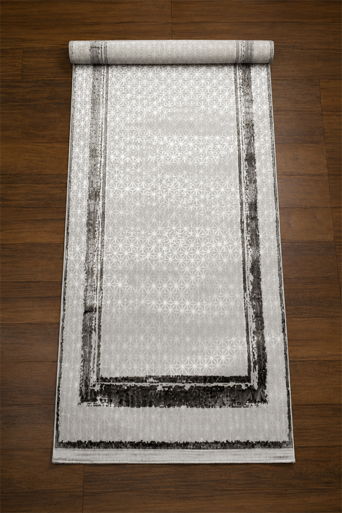 Sultan Zen Çerçeveli Desen Antrasit Modern Akrilik Makine Dokuma Salon Halısı - 6702