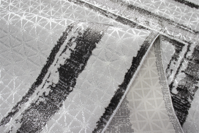 Sultan Zen Çerçeveli Desen Antrasit Modern Akrilik Makine Dokuma Salon Halısı - 6702