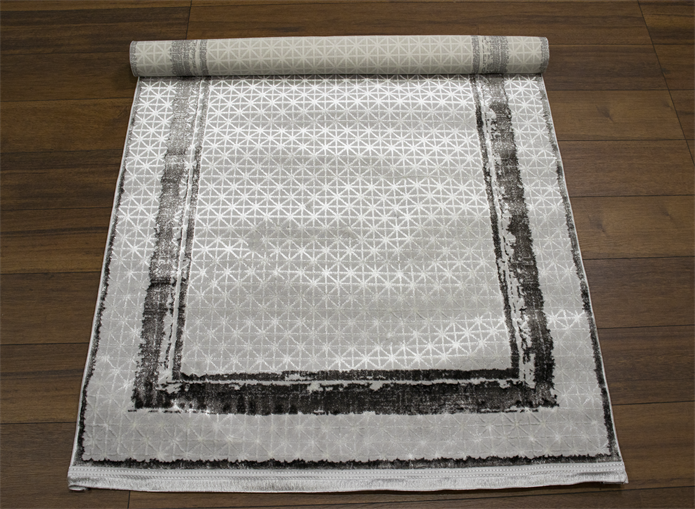 Sultan Zen Çerçeveli Desen Antrasit Modern Akrilik Makine Dokuma Salon Halısı - 6702