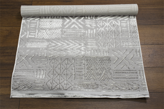 Sultan Zen Etnik Desen Gri Modern Akrilik Makine Dokuma Salon Halısı - 6709