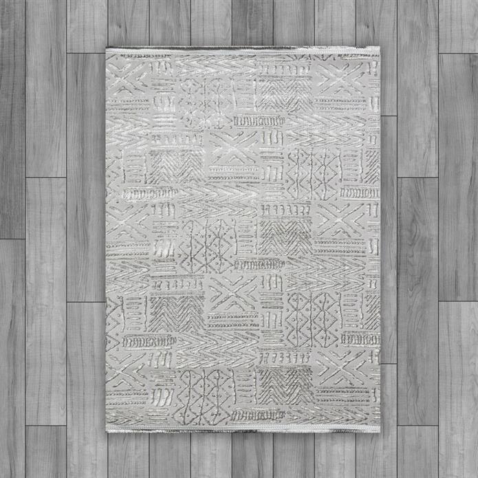 Sultan Zen Etnik Desen Gri Modern Akrilik Makine Dokuma Salon Halısı - 6709