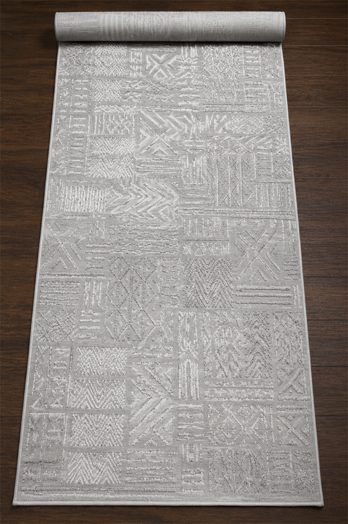 Sultan Zen Etnik Desen Gri Modern Akrilik Makine Dokuma Salon Halısı - 6709