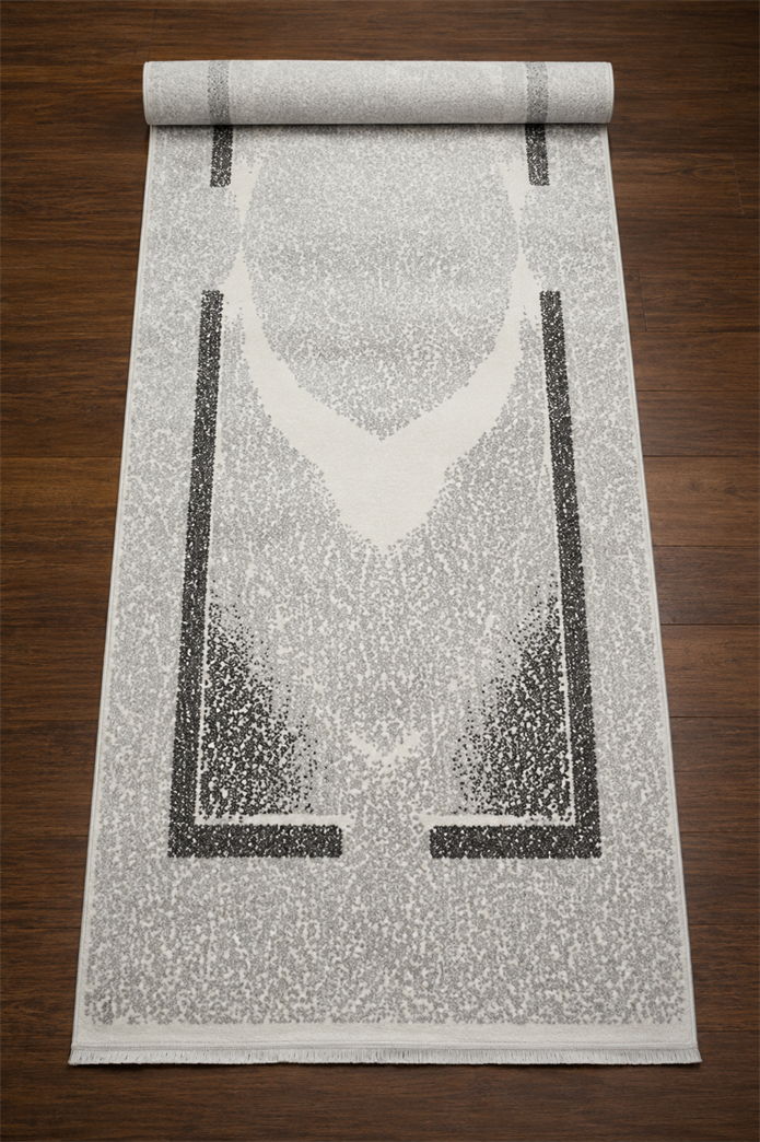 Sultan Zen Göbekli Desen Gri Modern Akrilik Makine Dokuma Salon Halısı - 6428