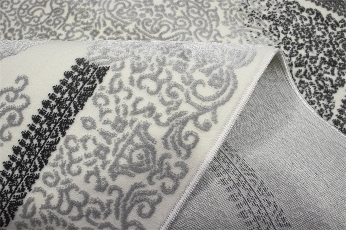 Sultan Zen Göbekli Desen Gri Modern Akrilik Makine Dokuma Salon Halısı - 6428