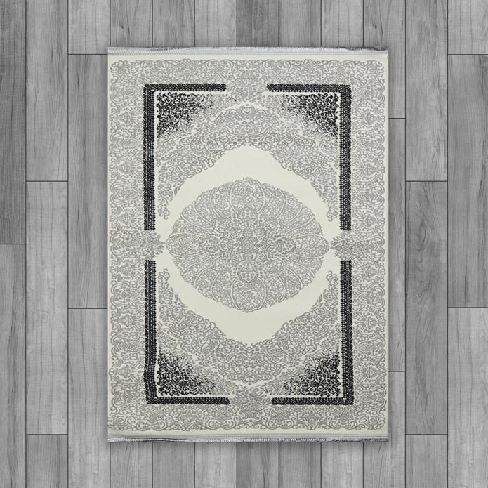 Sultan Zen Göbekli Desen Gri Modern Akrilik Makine Dokuma Salon Halısı - 6428