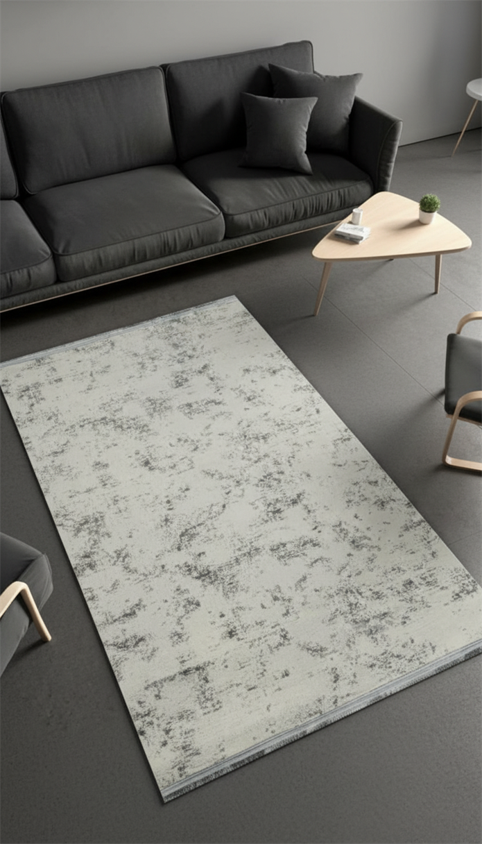 Sultan Zen Mermer Desen Krem Modern Akrilik Makine Dokuma Salon Halısı - 6416