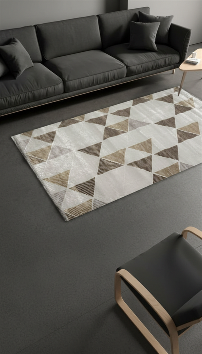 Sultan Zen Modern Desen Krem Modern Akrilik Makine Dokuma Salon Halısı - 6609