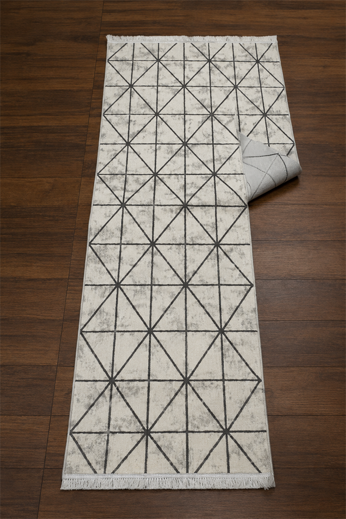 Sultan Zen Piramit Desen Krem Modern Akrilik Makine Dokuma Salon Halısı - 6422