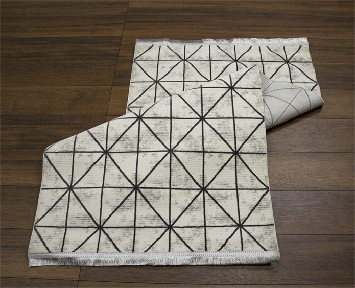 Sultan Zen Piramit Desen Krem Modern Akrilik Makine Dokuma Salon Halısı - 6422